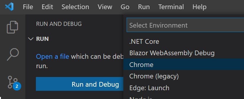 VS Code select Chrome
