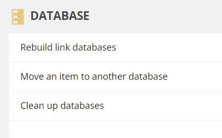 Sitecore rebuild link database screen